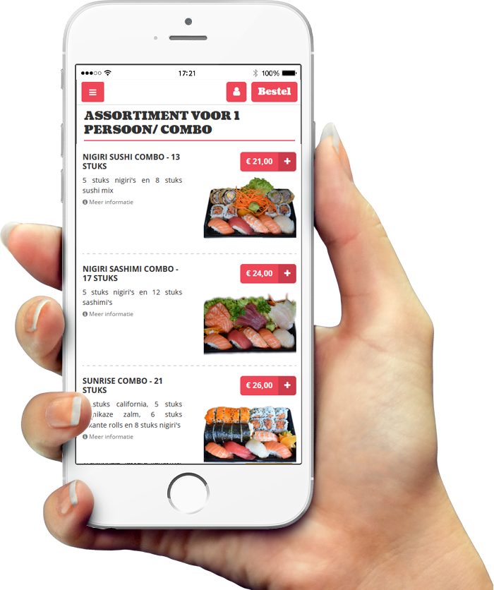 Voorbeeld van onze app op smartphone Voorbeeld van onze app op smartphone